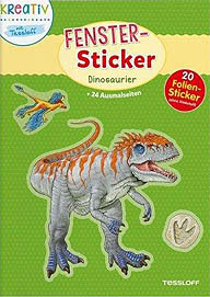 Ausmalbuch mit Fenstersticker Dinosaurier